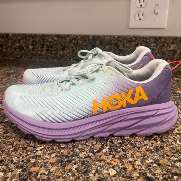 Hoka Light Blue and Purple Running Shoes rincon3 size 8.5 - Picture 1 of 9